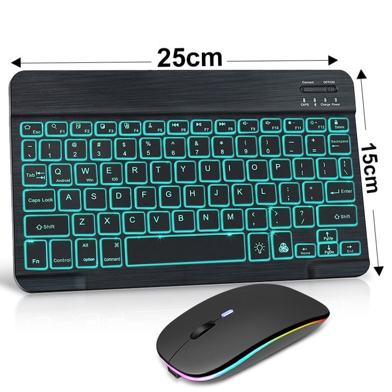 Teclado e mouse Bluetooth sem fio RGB