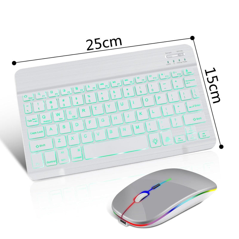 Teclado e mouse Bluetooth sem fio RGB