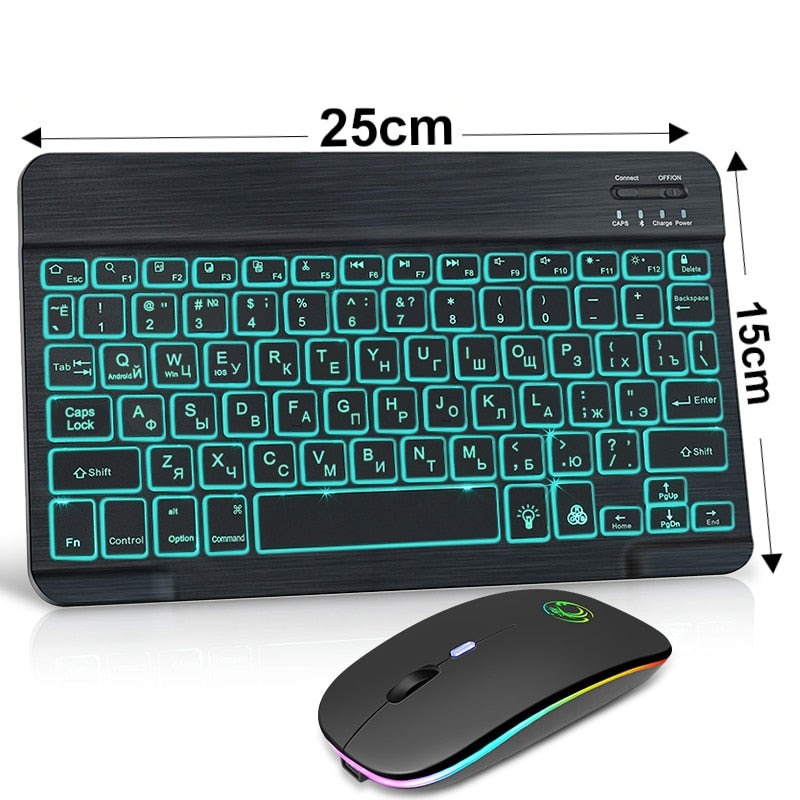 Teclado e mouse Bluetooth sem fio RGB