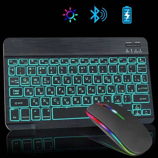 Teclado e mouse Bluetooth sem fio RGB