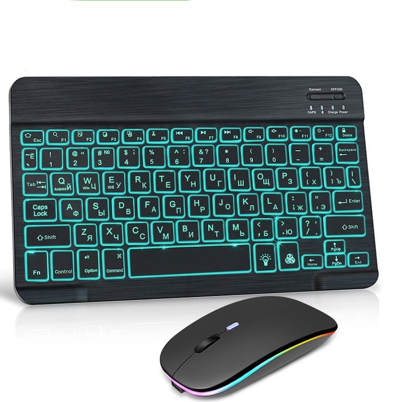 Teclado e mouse Bluetooth sem fio RGB